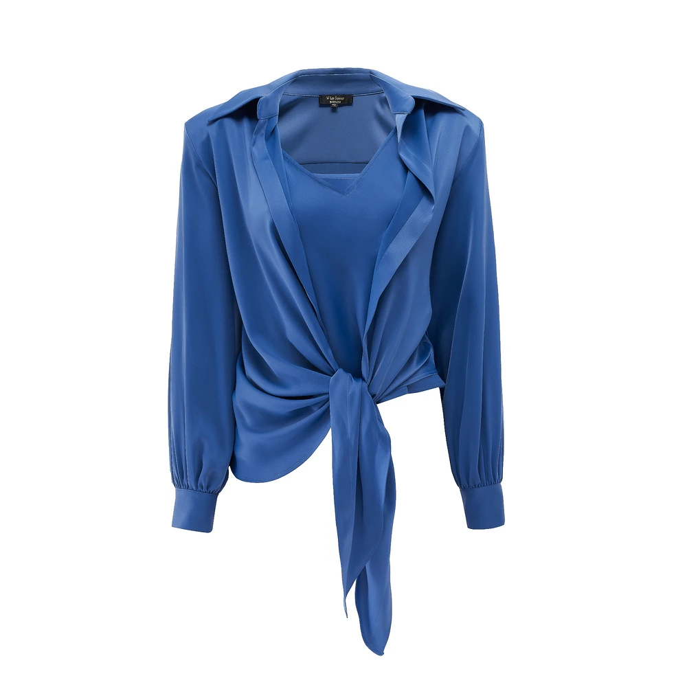 Product photography of a blue blouse