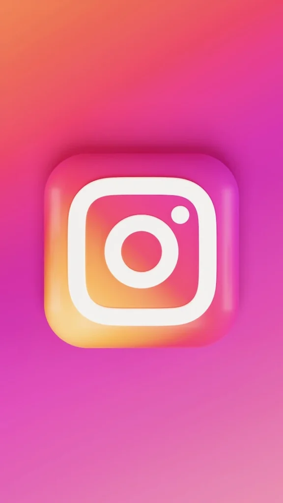 Ikona Instagrama na różowym jasnym tle