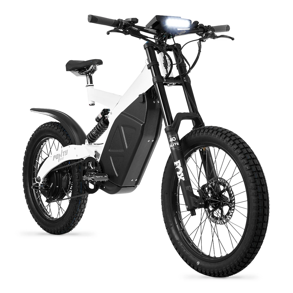 a white electric bike on a white background commercial photo studio